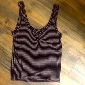 Women’s American Eagle ribbed,  striped jersey tank top. Size M, maroon.